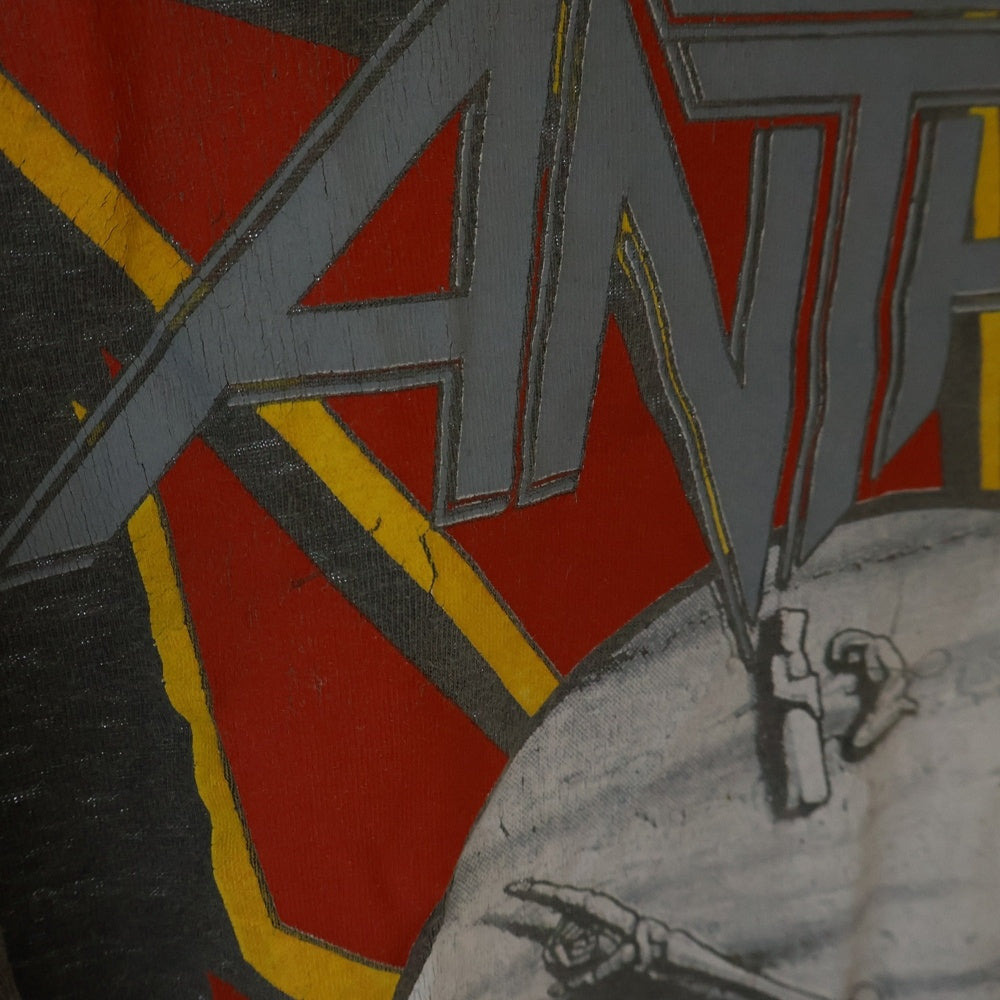 VINTAGE(ヴィンテージ) 90S VINTAGE ANTHRAX LIVE IN JAPAN 1990 ヴィンテージ アンスラックス 日本ライブ 両面プリント クルーネック半袖Tシャツ カットソー チャコールグレー