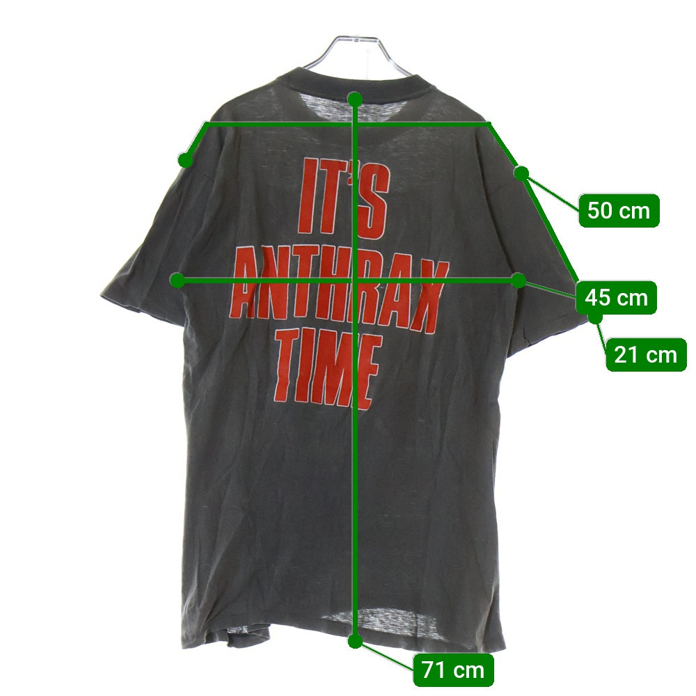 VINTAGE(ヴィンテージ) 90S VINTAGE ANTHRAX LIVE IN JAPAN 1990 ヴィンテージ アンスラックス 日本ライブ 両面プリント クルーネック半袖Tシャツ カットソー チャコールグレー