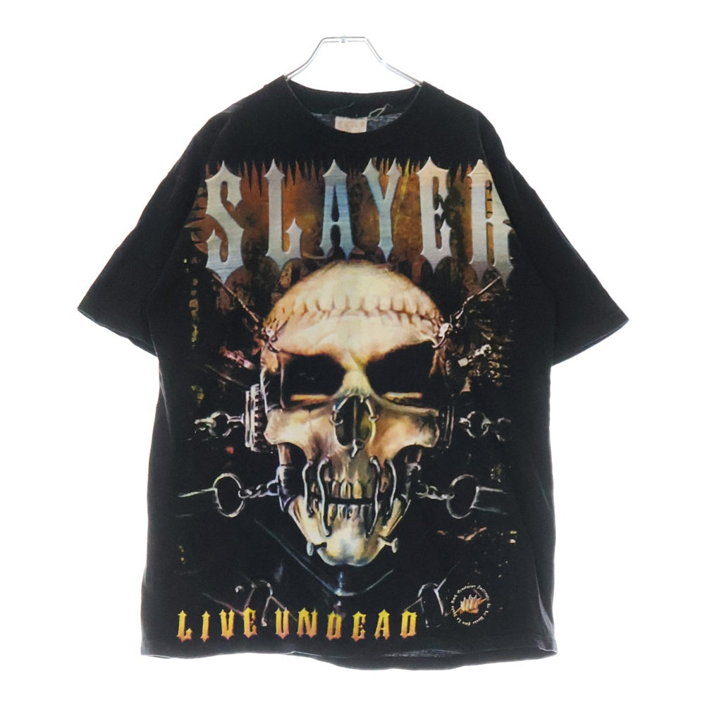 VINTAGE(ヴィンテージ) 90S VINTAGE SLAYER LIVE UNDEAD ヴィンテージ スレイヤー ライヴ アンデッド 両面プリント クルーネック半袖Tシャツ カットソー ブラック