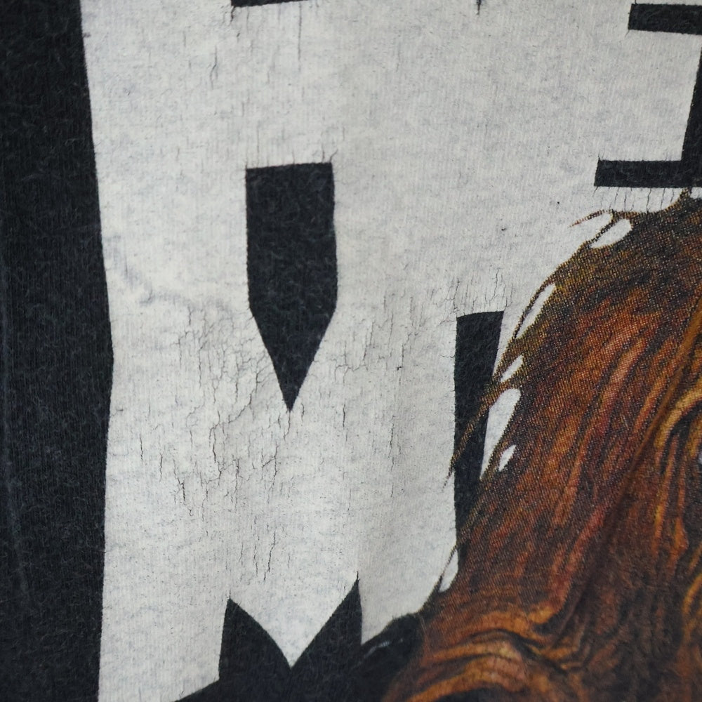 VINTAGE(ヴィンテージ) 90S VINTAGE HEAVY METAL MAGAZINE ヴィンテージ ヘビー メタル マガジン フロントプリント クルーネック半袖Tシャツ カットソー チャコールグレー