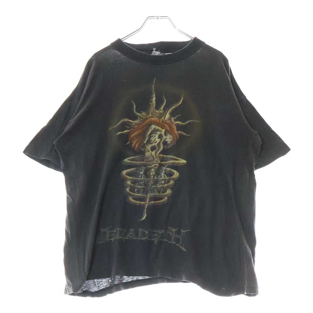 VINTAGE(ヴィンテージ) 90S VINTAGE MEGADETH TOUTHANASIA EUROPEAN TOUR 1995 メガデス ユースナジア ヨーロピアン ツアー 両面プリント クルーネック半袖Tシャツ チャコールグレー