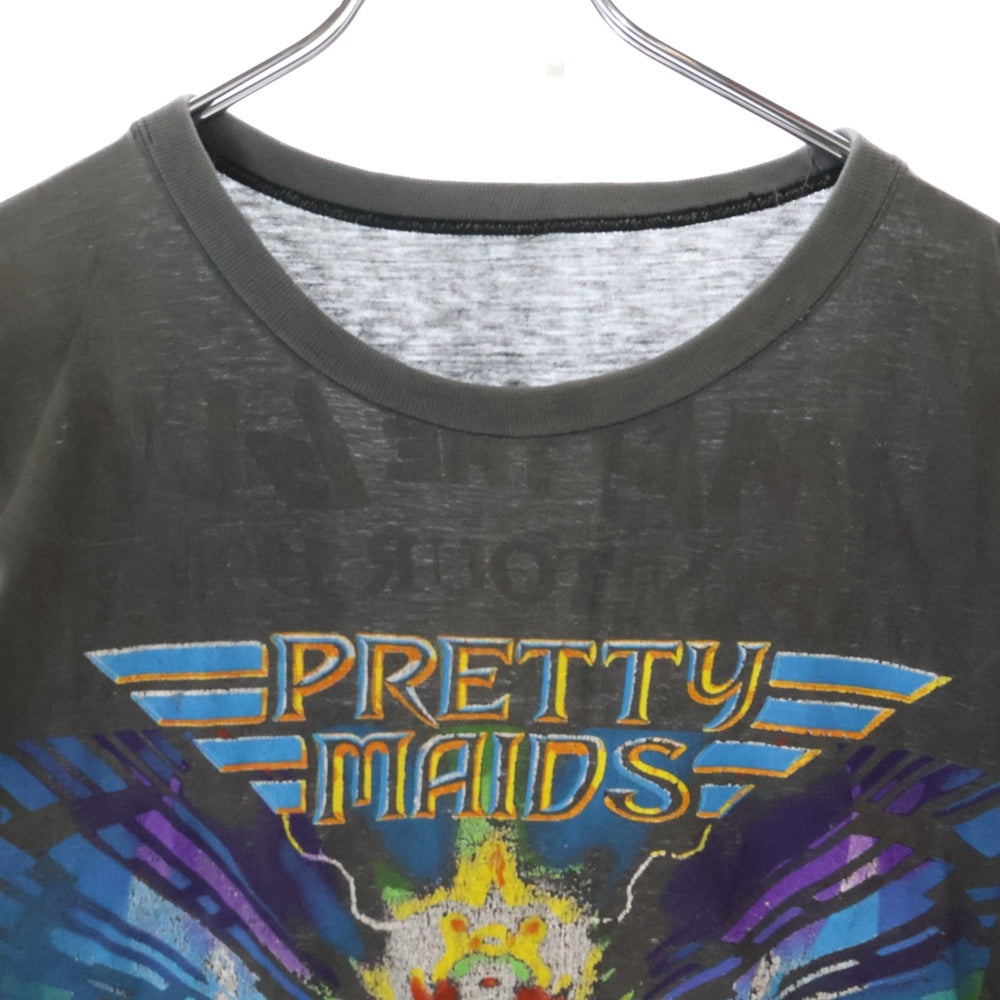 VINTAGE(ヴィンテージ) 90S VINTAGE PRETTY MAIDS JAPAN TOUR プリティメイズ ジャパンツアー 両面プリント クルーネック半袖Tシャツ カットソー チャコールグレー