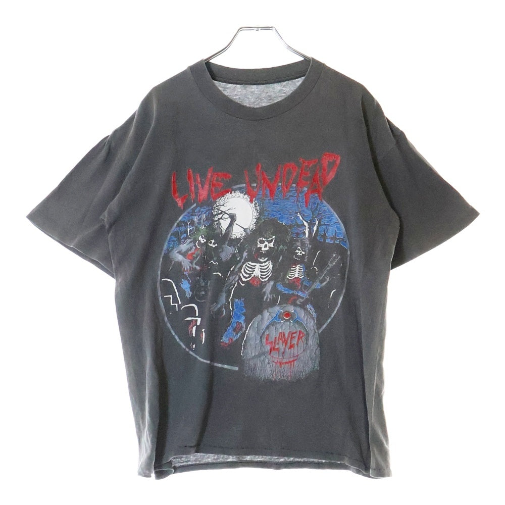 VINTAGE(ヴィンテージ) 80S VINTAGE SLAYER LIVE UNDEAD ライブ アンデッド 両面プリント クルーネック半袖Tシャツ カットソー チャコールグレー