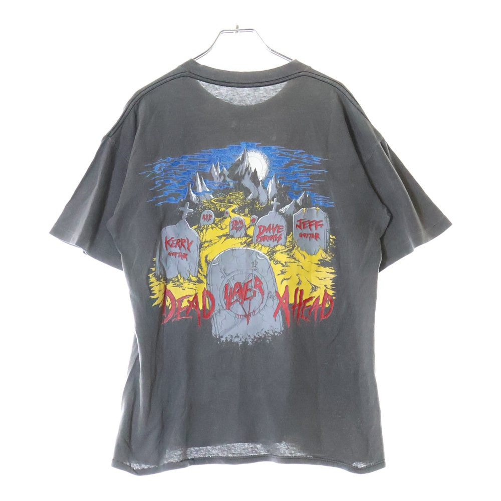 VINTAGE(ヴィンテージ) 80S VINTAGE SLAYER LIVE UNDEAD ライブ アンデッド 両面プリント クルーネック半袖Tシャツ カットソー チャコールグレー