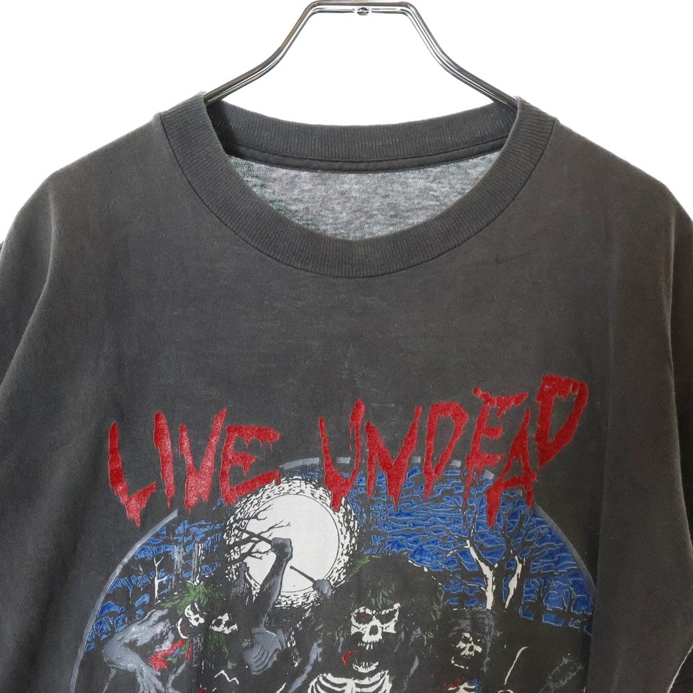 VINTAGE(ヴィンテージ) 80S VINTAGE SLAYER LIVE UNDEAD ライブ アンデッド 両面プリント クルーネック半袖Tシャツ カットソー チャコールグレー