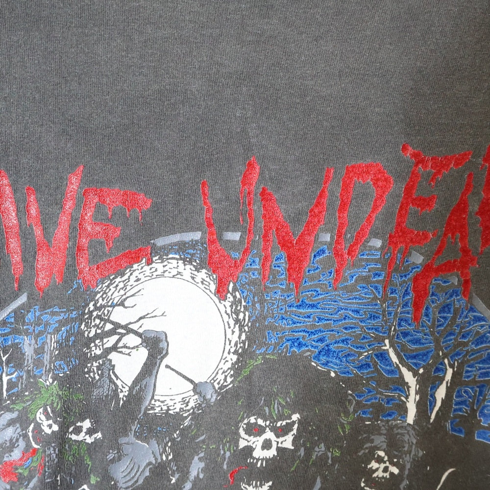VINTAGE(ヴィンテージ) 80S VINTAGE SLAYER LIVE UNDEAD ライブ アンデッド 両面プリント クルーネック半袖Tシャツ カットソー チャコールグレー