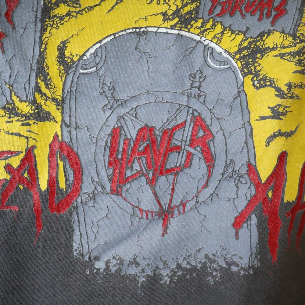 VINTAGE(ヴィンテージ) 80S VINTAGE SLAYER LIVE UNDEAD ライブ アンデッド 両面プリント クルーネック半袖Tシャツ カットソー チャコールグレー
