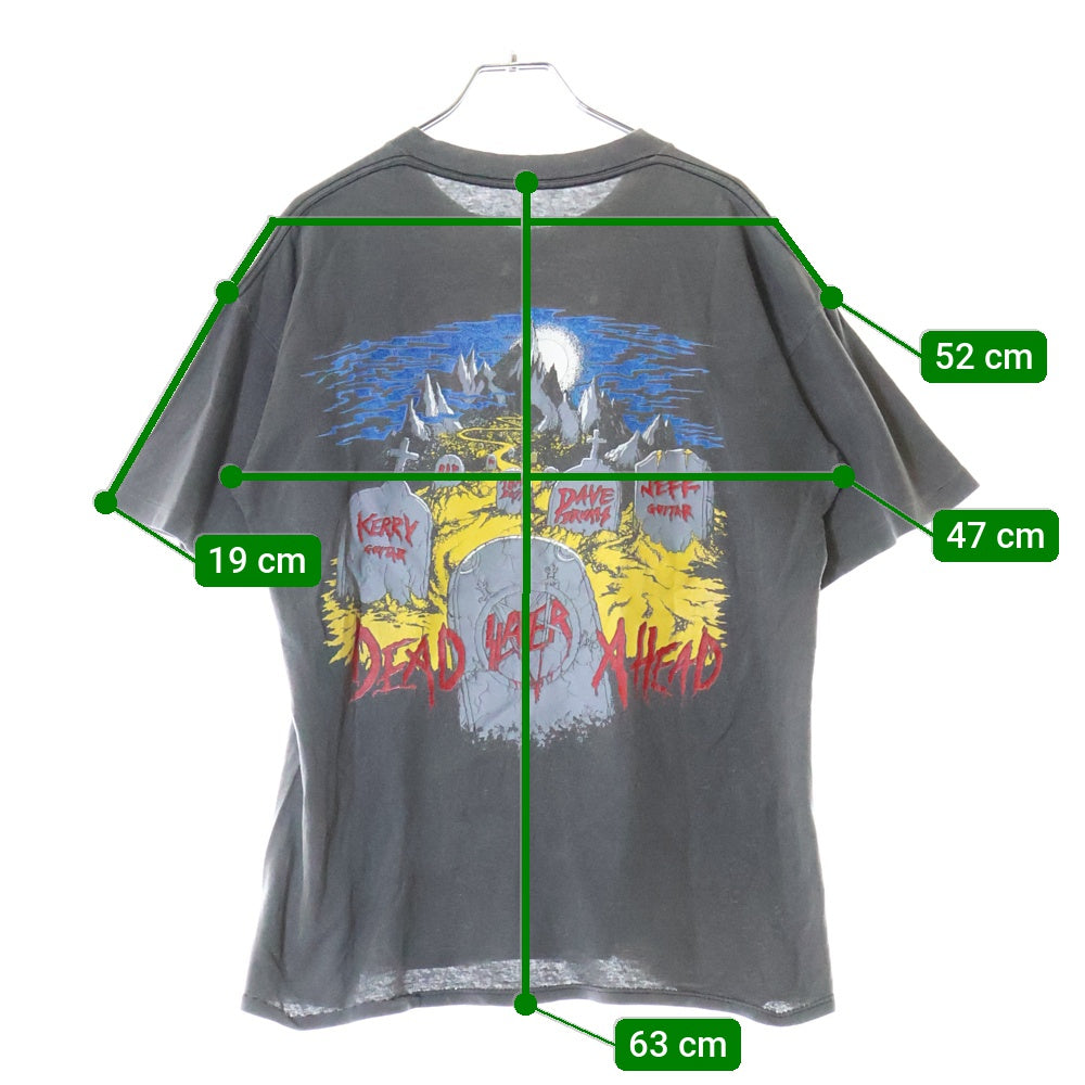 VINTAGE(ヴィンテージ) 80S VINTAGE SLAYER LIVE UNDEAD ライブ アンデッド 両面プリント クルーネック半袖Tシャツ カットソー チャコールグレー