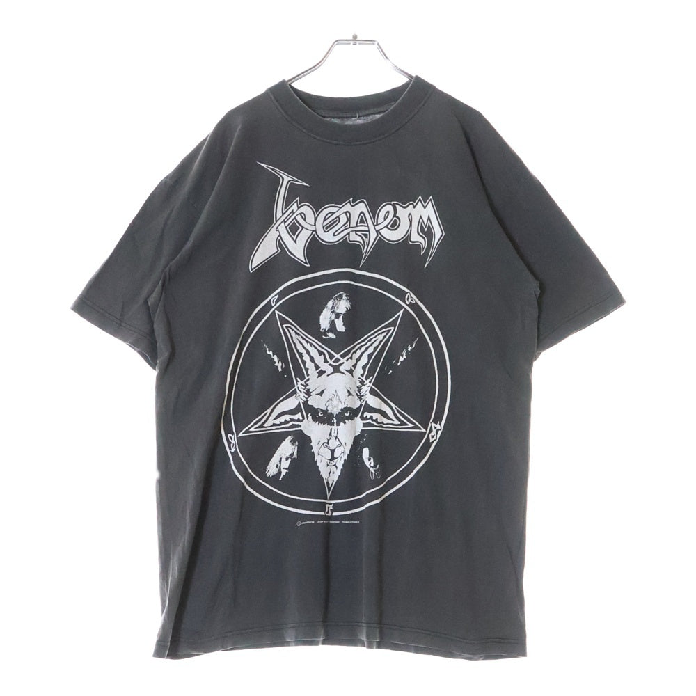 VINTAGE(ヴィンテージ) 90S VINTAGE VENOM ヴェノム ロックバンド 両面プリント 五芒星 クルーネック半袖Tシャツ カットソー チャコールグレー