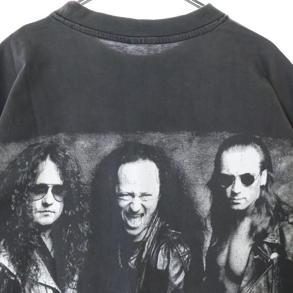VINTAGE(ヴィンテージ) 90S VINTAGE VENOM ヴェノム ロックバンド 両面プリント 五芒星 クルーネック半袖Tシャツ カットソー チャコールグレー