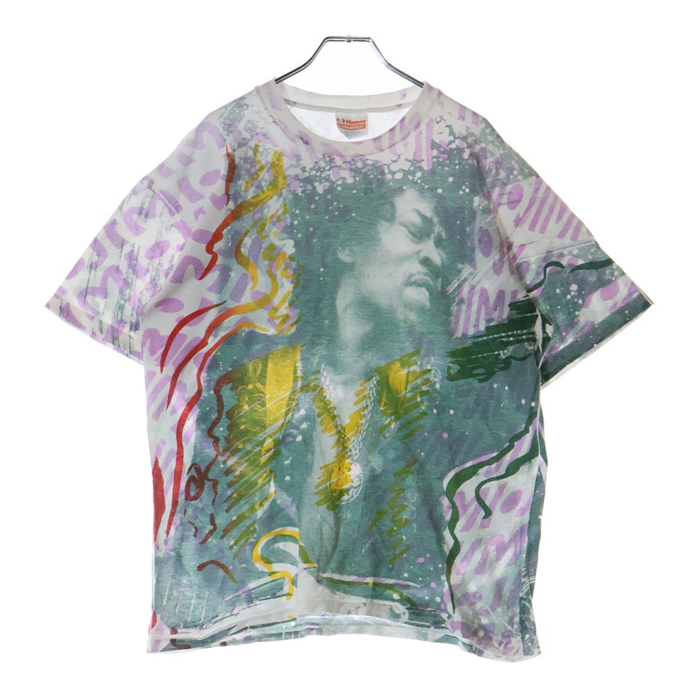 VINTAGE(ヴィンテージ) 90S VINTAGE JIMI HENDRIX HANES ジミヘンドリックス ジミヘン ヘインズボディ 総柄クルーネック 半袖Tシャツ カットソー マルチ