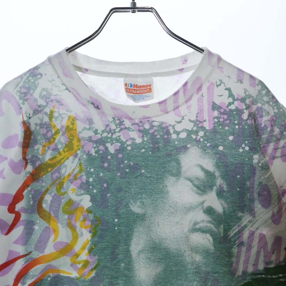 VINTAGE(ヴィンテージ) 90S VINTAGE JIMI HENDRIX HANES ジミヘンドリックス ジミヘン ヘインズボディ 総柄クルーネック 半袖Tシャツ カットソー マルチ