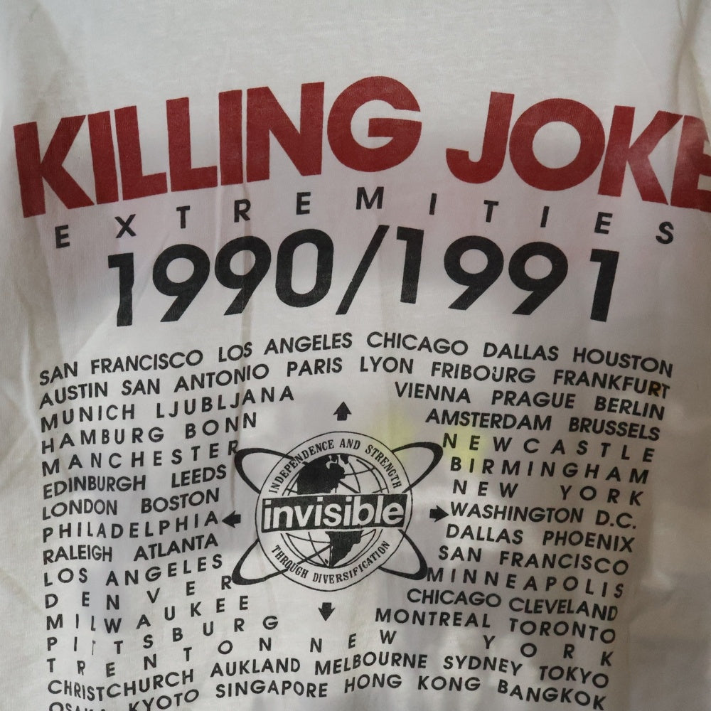 VINTAGE(ヴィンテージ) 90S VINTAGE KILLING JOKE EXTREMITIES HANES キリングジョーク エクストリミティーズ ヘインズボディ 両面プリント クルーネック半袖Tシャツ ホワイト