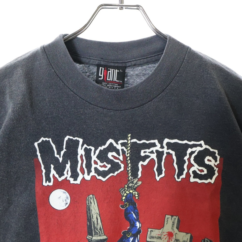 VINTAGE(ヴィンテージ) 90S VINTAGE MISFITS PUSHED 1995 ヴィンテージ ミスフィッツ ヘッドプリント フロントプリント クルーネック半袖Tシャツ カットソー チャコールグレー
