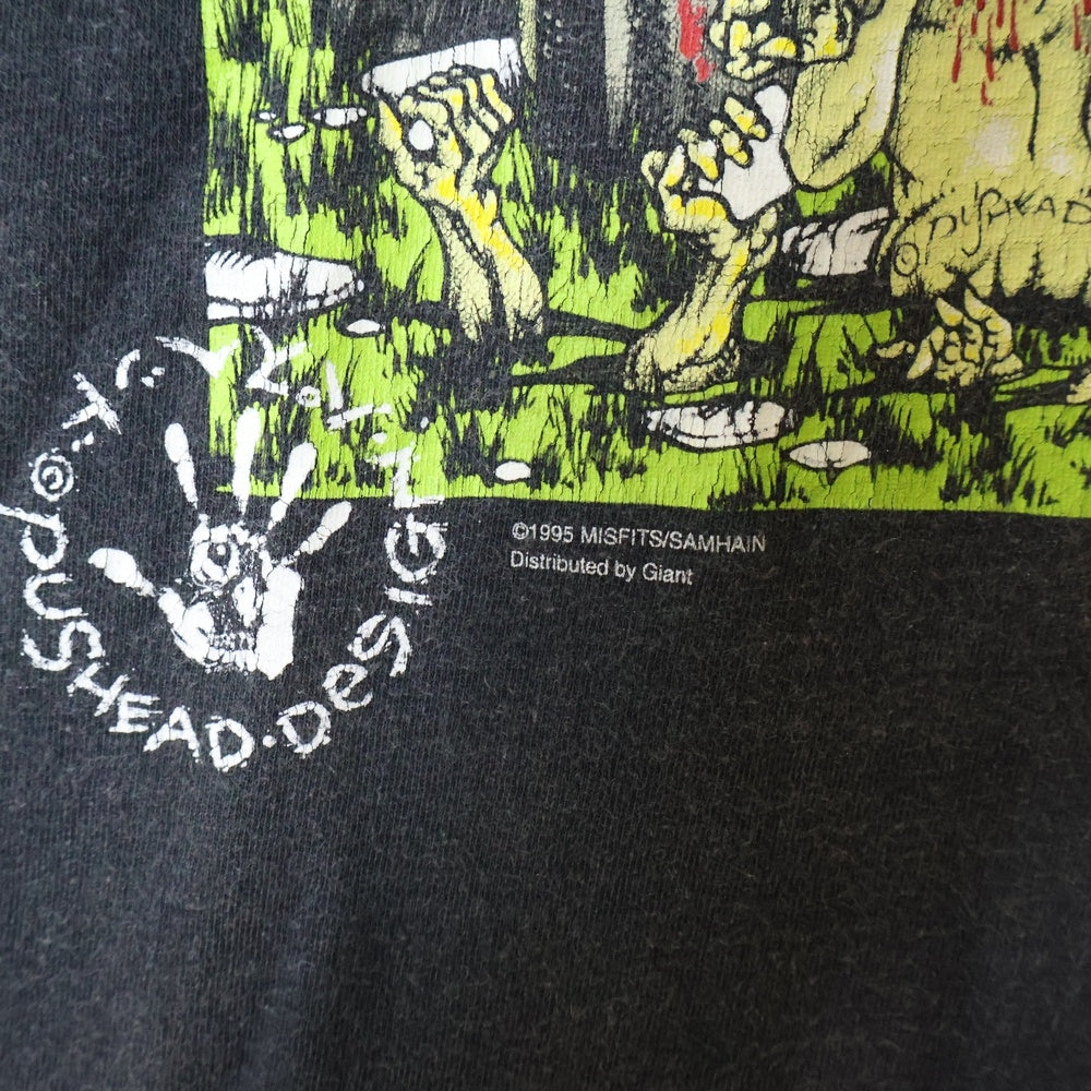 VINTAGE(ヴィンテージ) 90S VINTAGE MISFITS PUSHED 1995 ヴィンテージ ミスフィッツ ヘッドプリント フロントプリント クルーネック半袖Tシャツ カットソー チャコールグレー