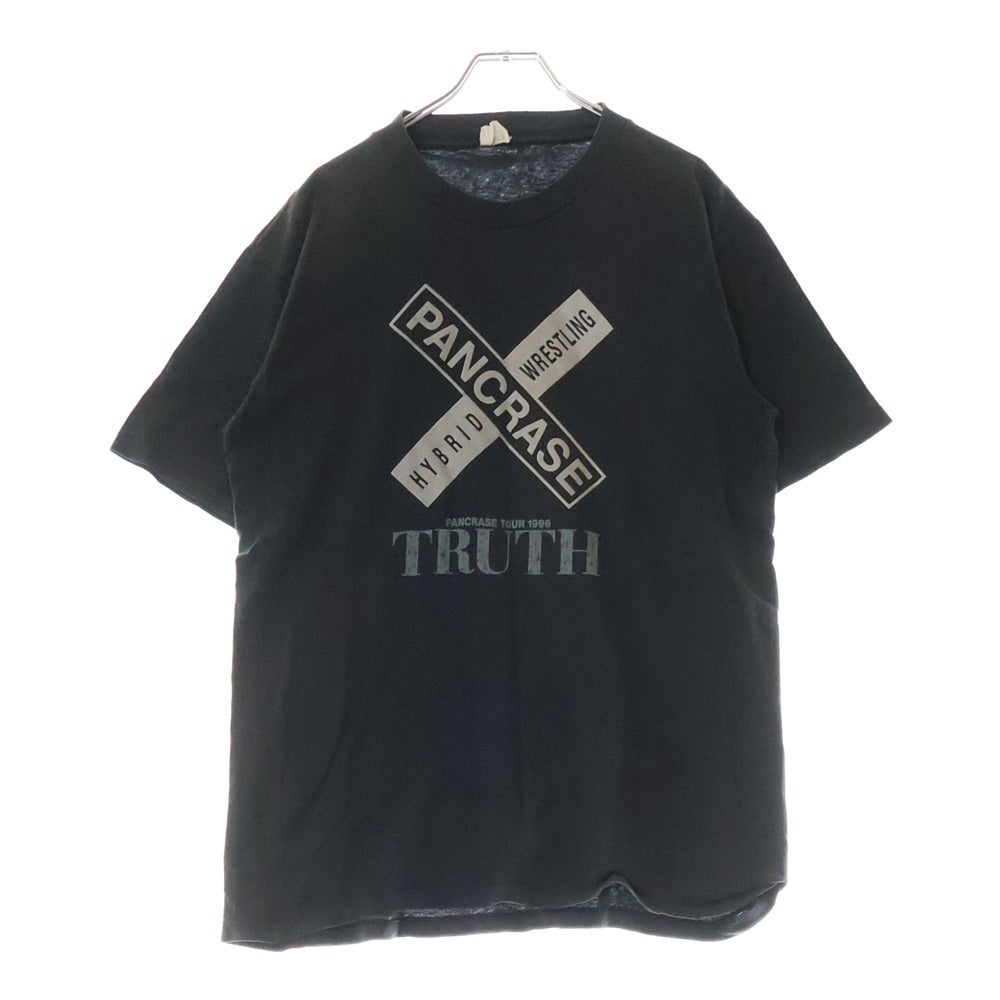 VINTAGE(ヴィンテージ) 90S VINTAGE PANCRASE 1996 ヴィンテージ パンクラス フロントクロスロゴプリント クルーネック半袖Tシャツ カットソー チャコールグレー