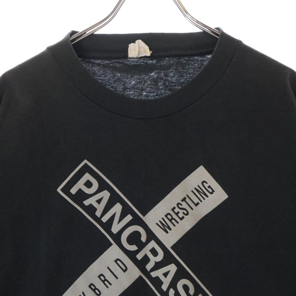 VINTAGE(ヴィンテージ) 90S VINTAGE PANCRASE 1996 ヴィンテージ パンクラス フロントクロスロゴプリント クルーネック半袖Tシャツ カットソー チャコールグレー