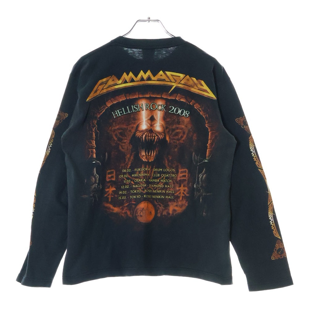 VINTAGE(ヴィンテージ) 00S GAMMARAY ガンマレイ 両面プリント ロングスリーブ クルーネック長袖Tシャツ カットソー チャコールグレー