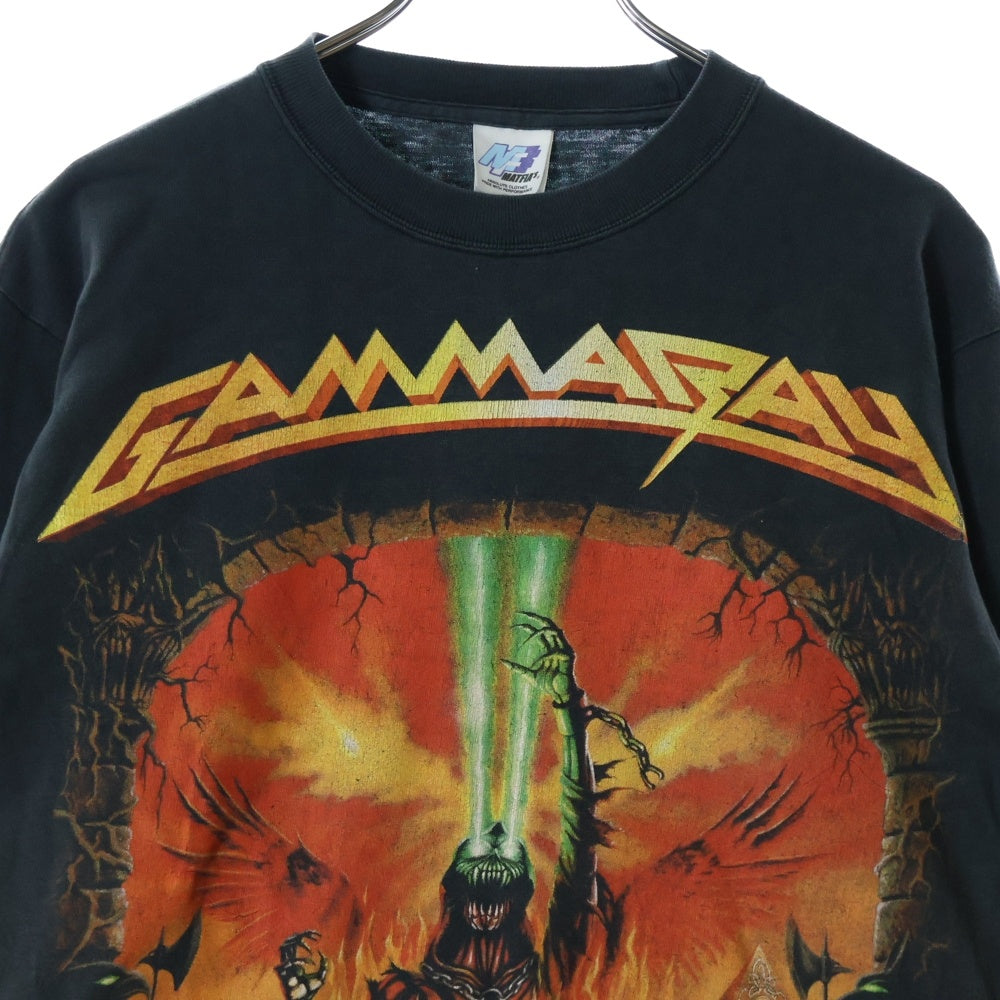 VINTAGE(ヴィンテージ) 00S GAMMARAY ガンマレイ 両面プリント ロングスリーブ クルーネック長袖Tシャツ カットソー チャコールグレー