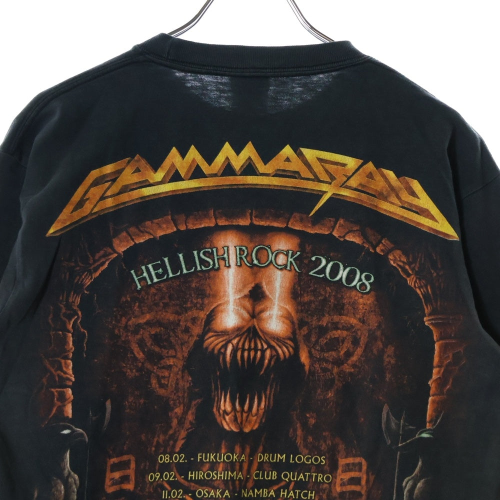 VINTAGE(ヴィンテージ) 00S GAMMARAY ガンマレイ 両面プリント ロングスリーブ クルーネック長袖Tシャツ カットソー チャコールグレー