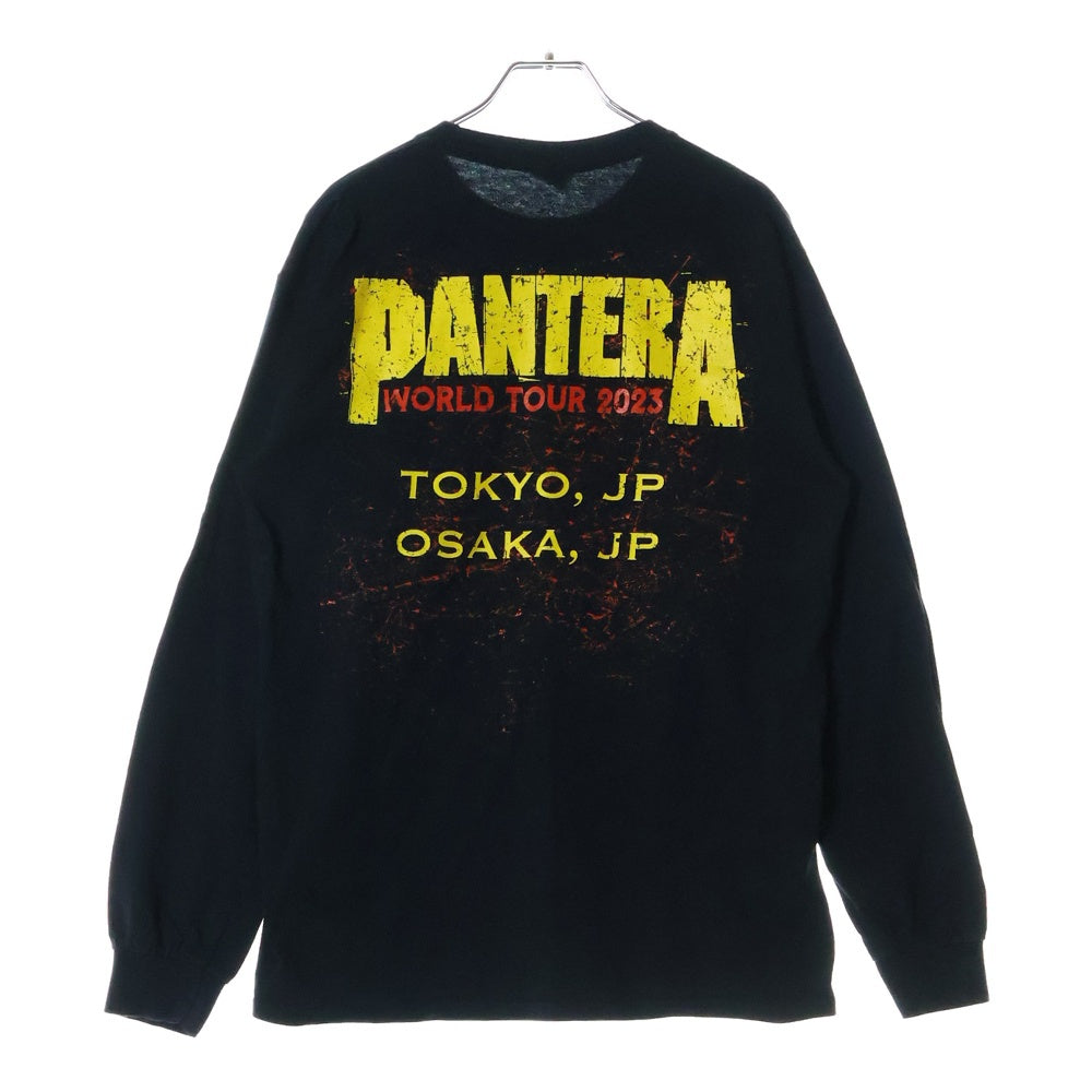 GILDAN(ギルダン) PANTERA WORLD TOUR 2023 TOKYO OSAKA パンテラ ワールドツアー 東京 大阪 両面プリント クルーネック長袖Tシャツ カットソー ブラック