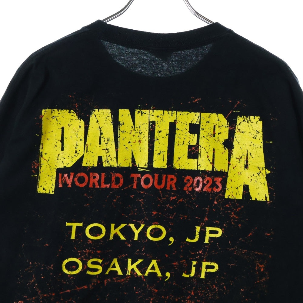 GILDAN(ギルダン) PANTERA WORLD TOUR 2023 TOKYO OSAKA パンテラ ワールドツアー 東京 大阪 両面プリント クルーネック長袖Tシャツ カットソー ブラック