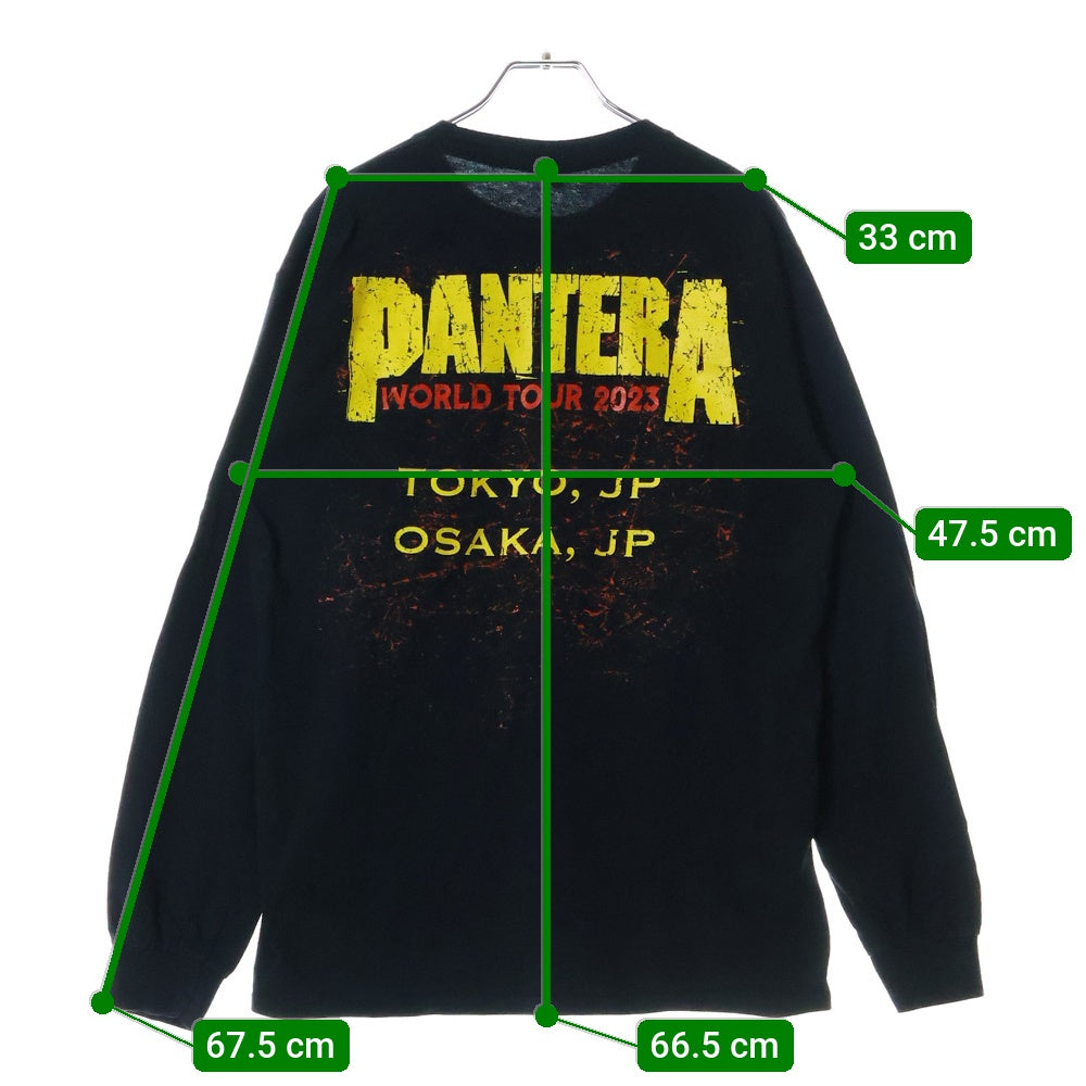 GILDAN(ギルダン) PANTERA WORLD TOUR 2023 TOKYO OSAKA パンテラ ワールドツアー 東京 大阪 両面プリント クルーネック長袖Tシャツ カットソー ブラック