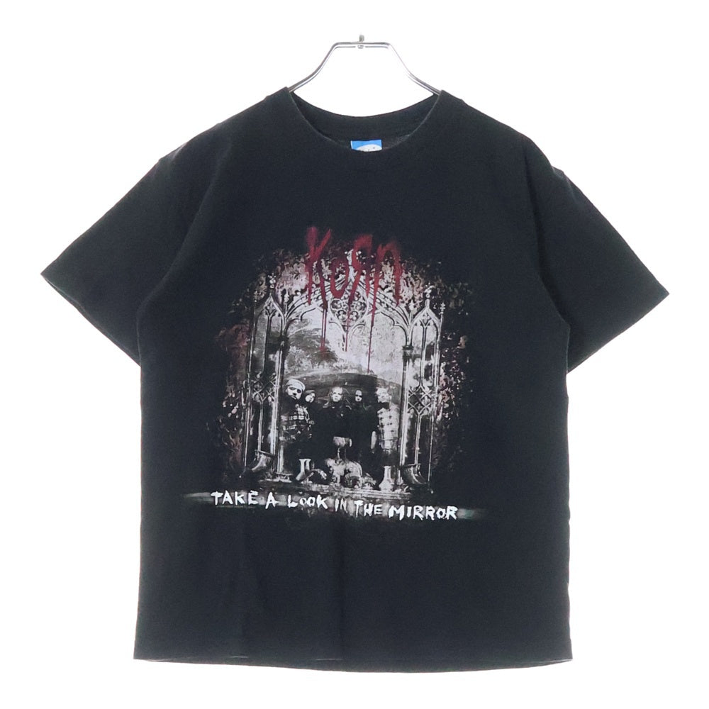 VINTAGE(ヴィンテージ) 00S VINTAGE KORN TAKE A LOOK IN THE MIRROR 2003 ヴィンテージ コーン テイク ア ルック イン ザ ミラー フロントプリント クルーネック半袖Tシャツ ブラック