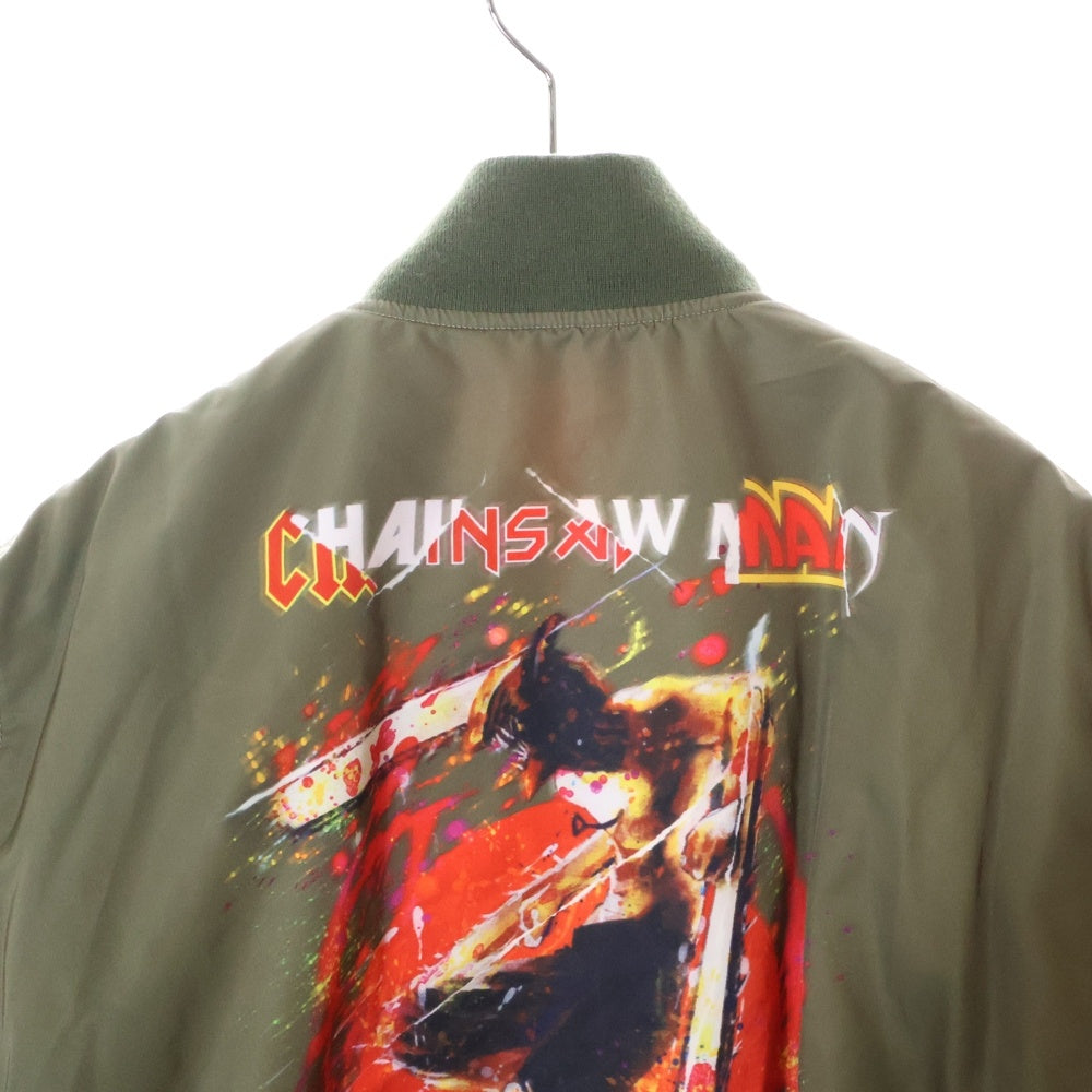 glamb(グラム) ×チェンソーマン CHAINSAW DEVIL MA-1 チェンソー デビル 両面プリント ミリタリー ジップアップブルゾン ボンバージャケット カーキ