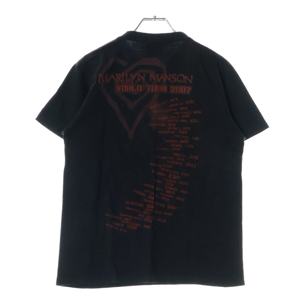 VINTAGE(ヴィンテージ) 00S MARILYN MANSON WORLD TOUR 2007 マリリンマンソン ワールドツアー 両面プリント クルーネック半袖Tシャツ カットソー ブラック