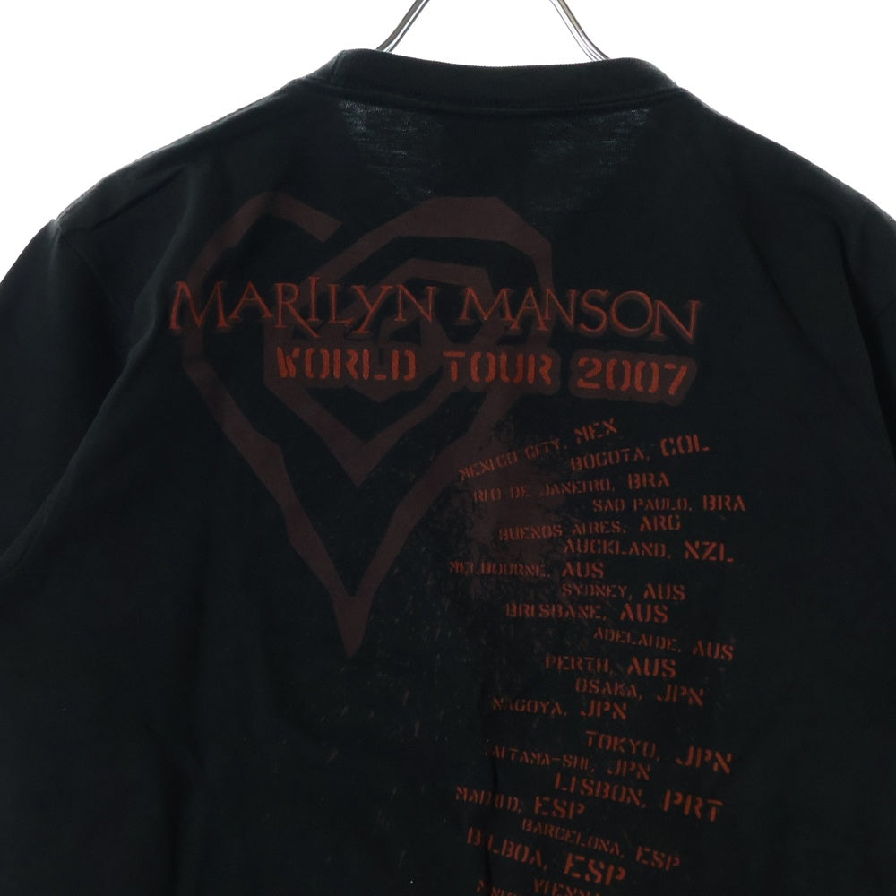 VINTAGE(ヴィンテージ) 00S MARILYN MANSON WORLD TOUR 2007 マリリンマンソン ワールドツアー 両面プリント クルーネック半袖Tシャツ カットソー ブラック