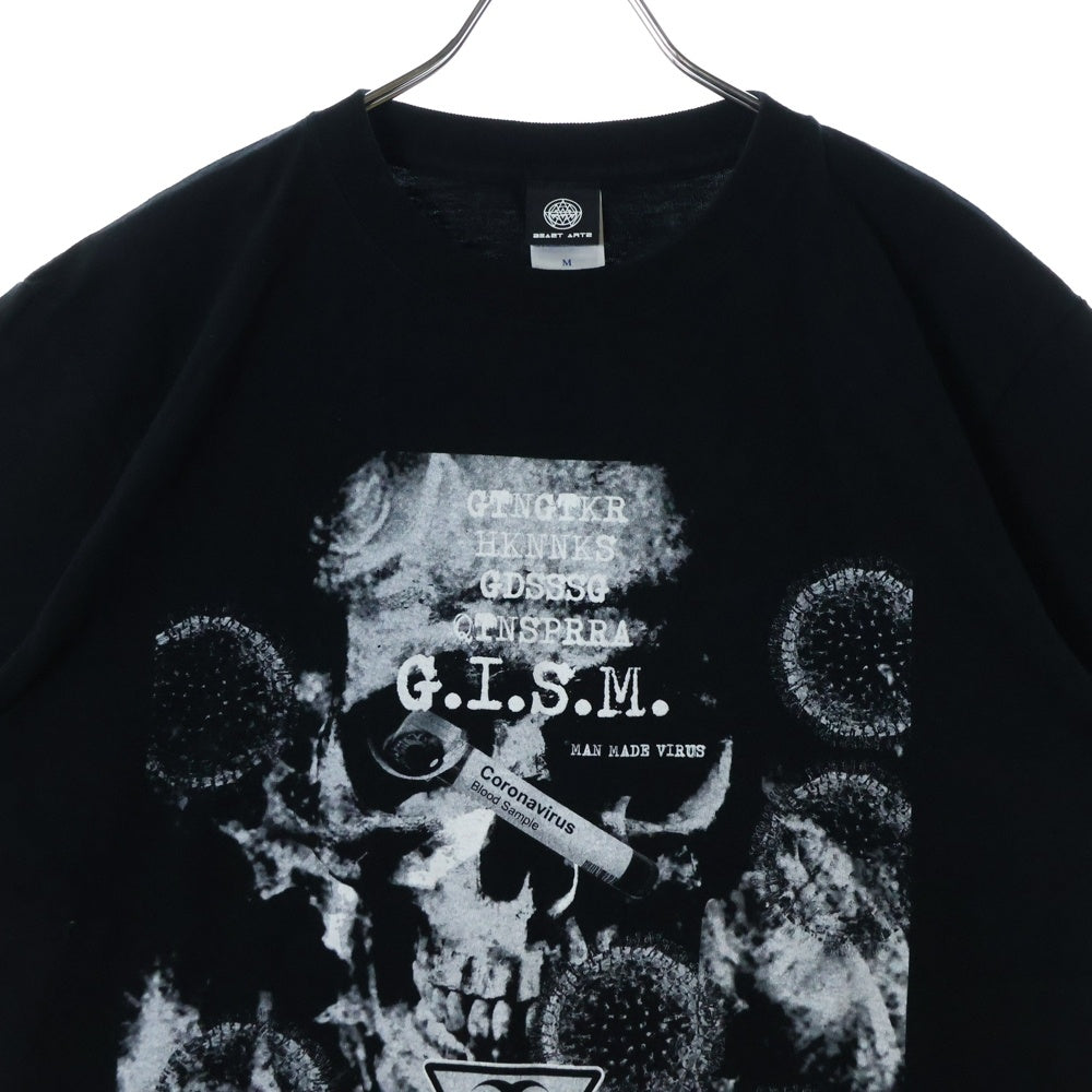 NO BRAND(ノーブランド) G.I.S.M ギムズ 両面プリント クルーネック半袖Tシャツ カットソー ブラック