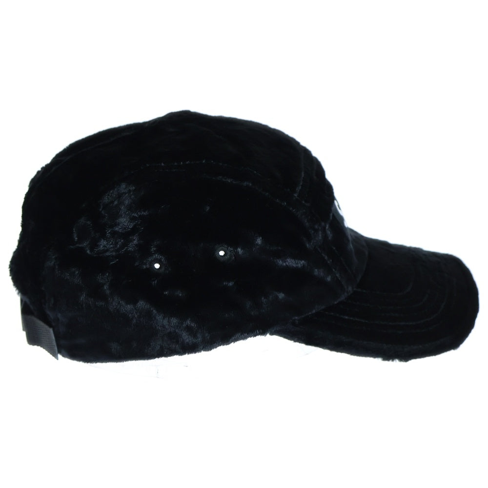 SUPREME(シュプリーム) 22SS Crushed Velvet Camp Cap ボックスロゴ クラッシュド ベルベット ベロア キャンプキャップ 帽子 ブラック