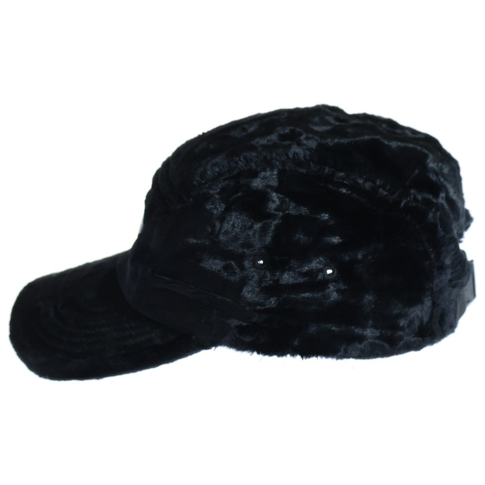 SUPREME(シュプリーム) 22SS Crushed Velvet Camp Cap ボックスロゴ クラッシュド ベルベット ベロア キャンプキャップ 帽子 ブラック