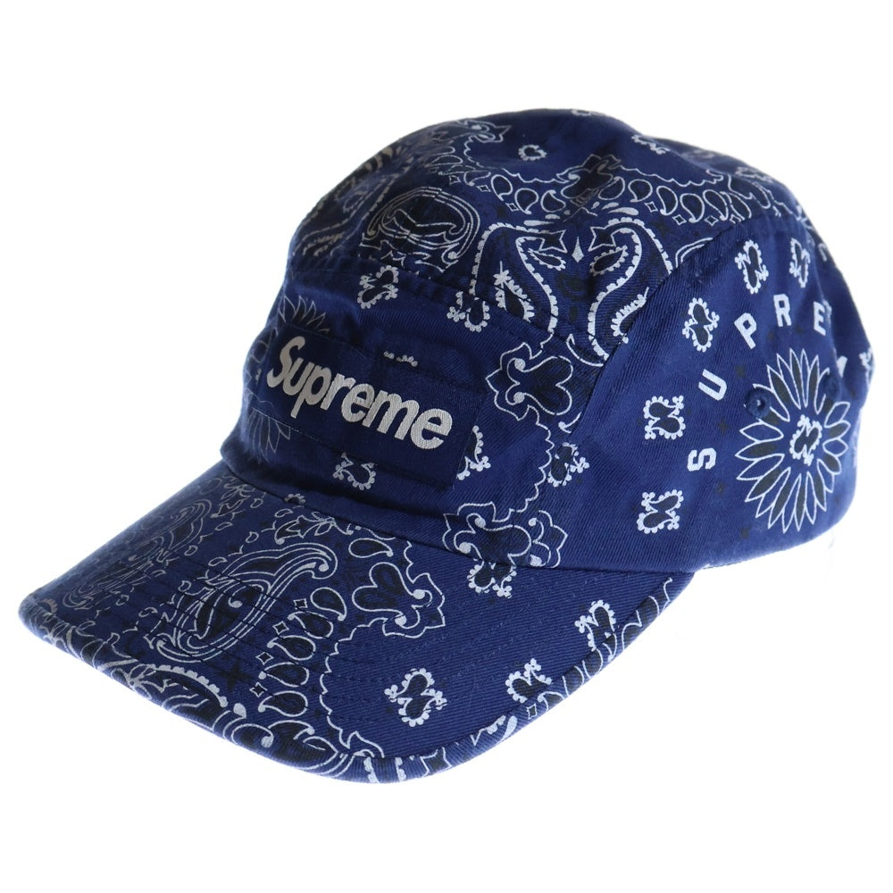 SUPREME(シュプリーム) 21SS Bandana Camp Cap ボックスロゴ バンダナ キャンプキャップ 帽子 ネイビー