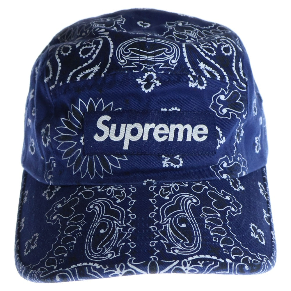 SUPREME(シュプリーム) 21SS Bandana Camp Cap ボックスロゴ バンダナ キャンプキャップ 帽子 ネイビー