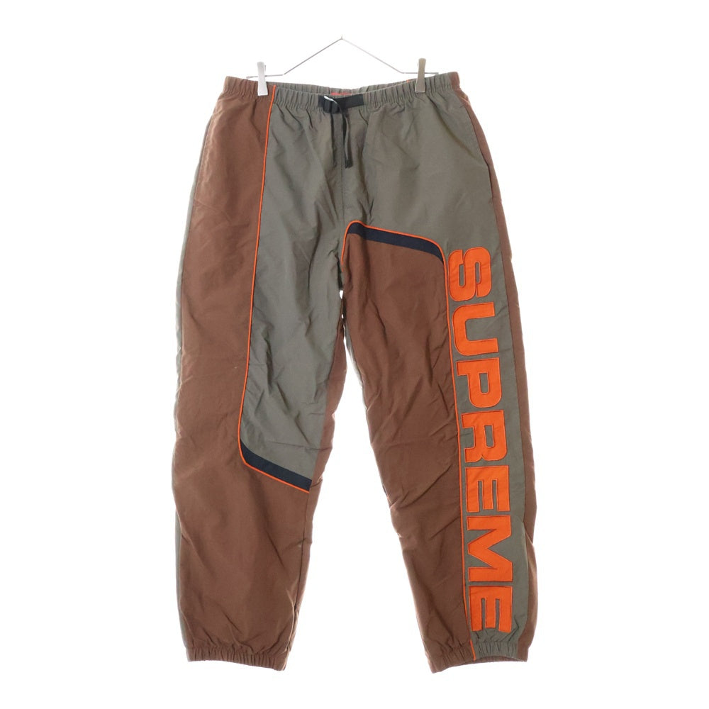 SUPREME(シュプリーム) 21AW S Paneled Belted Track Pant Sパネルド ベルテッド サイドロゴ ナイロン トラックパンツ ブラウン/オレンジ