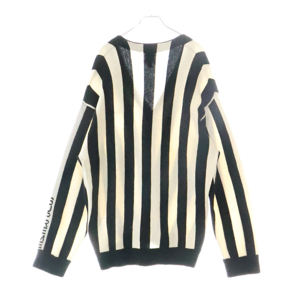 SUPREME(シュプリーム) 19AW ×LACOSTE L!VE Stripe Cardigan ラコステ ライブ ロゴ刺繍 ストライプニットカーディガン ブラック/ホワイト