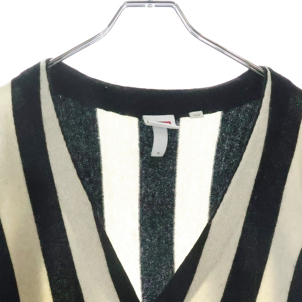 SUPREME(シュプリーム) 19AW ×LACOSTE L!VE Stripe Cardigan ラコステ ライブ ロゴ刺繍 ストライプニットカーディガン ブラック/ホワイト