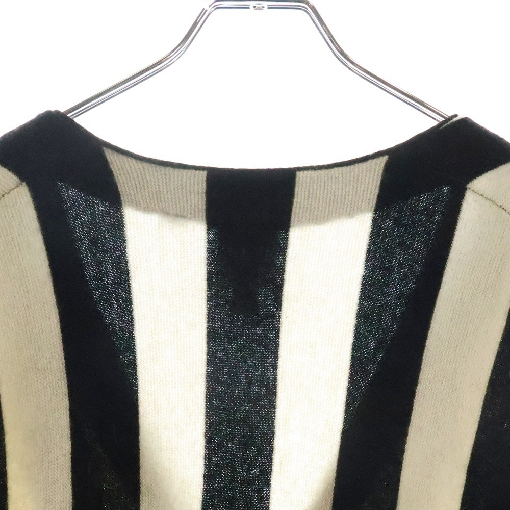 SUPREME(シュプリーム) 19AW ×LACOSTE L!VE Stripe Cardigan ラコステ ライブ ロゴ刺繍 ストライプニットカーディガン ブラック/ホワイト