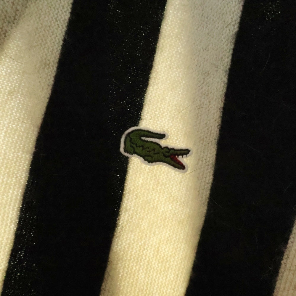 SUPREME(シュプリーム) 19AW ×LACOSTE L!VE Stripe Cardigan ラコステ ライブ ロゴ刺繍 ストライプニットカーディガン ブラック/ホワイト