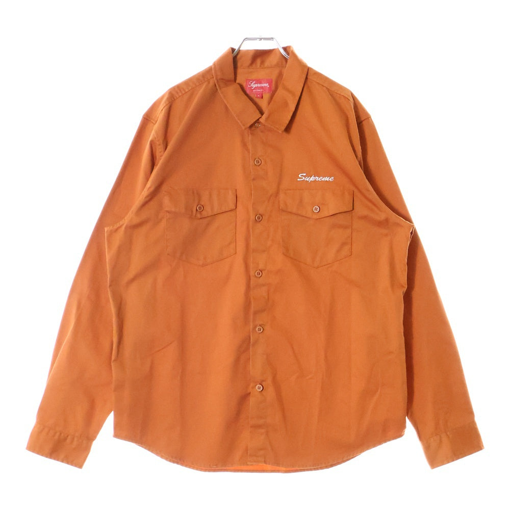 SUPREME(シュプリーム) 17AW Waste Work Shirt バックウェイストワッペン フロントロゴ刺繍 ワークシャツジャケット 長袖シャツ オレンジ