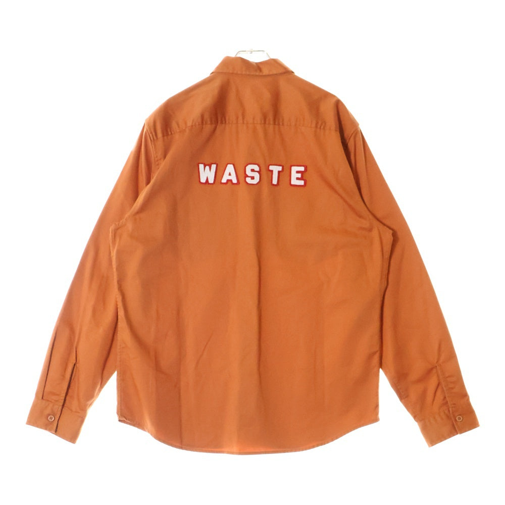 SUPREME(シュプリーム) 17AW Waste Work Shirt バックウェイストワッペン フロントロゴ刺繍 ワークシャツジャケット 長袖シャツ オレンジ