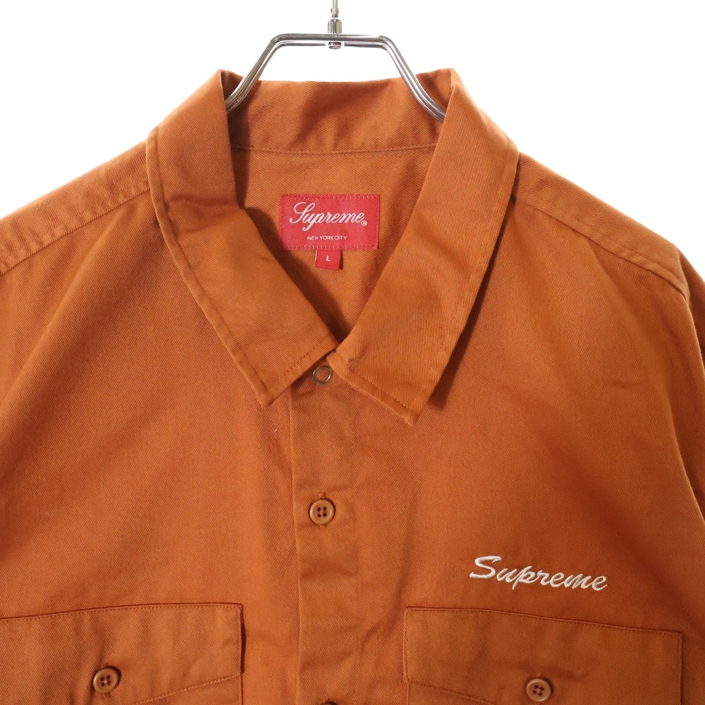 SUPREME(シュプリーム) 17AW Waste Work Shirt バックウェイストワッペン フロントロゴ刺繍 ワークシャツジャケット 長袖シャツ オレンジ