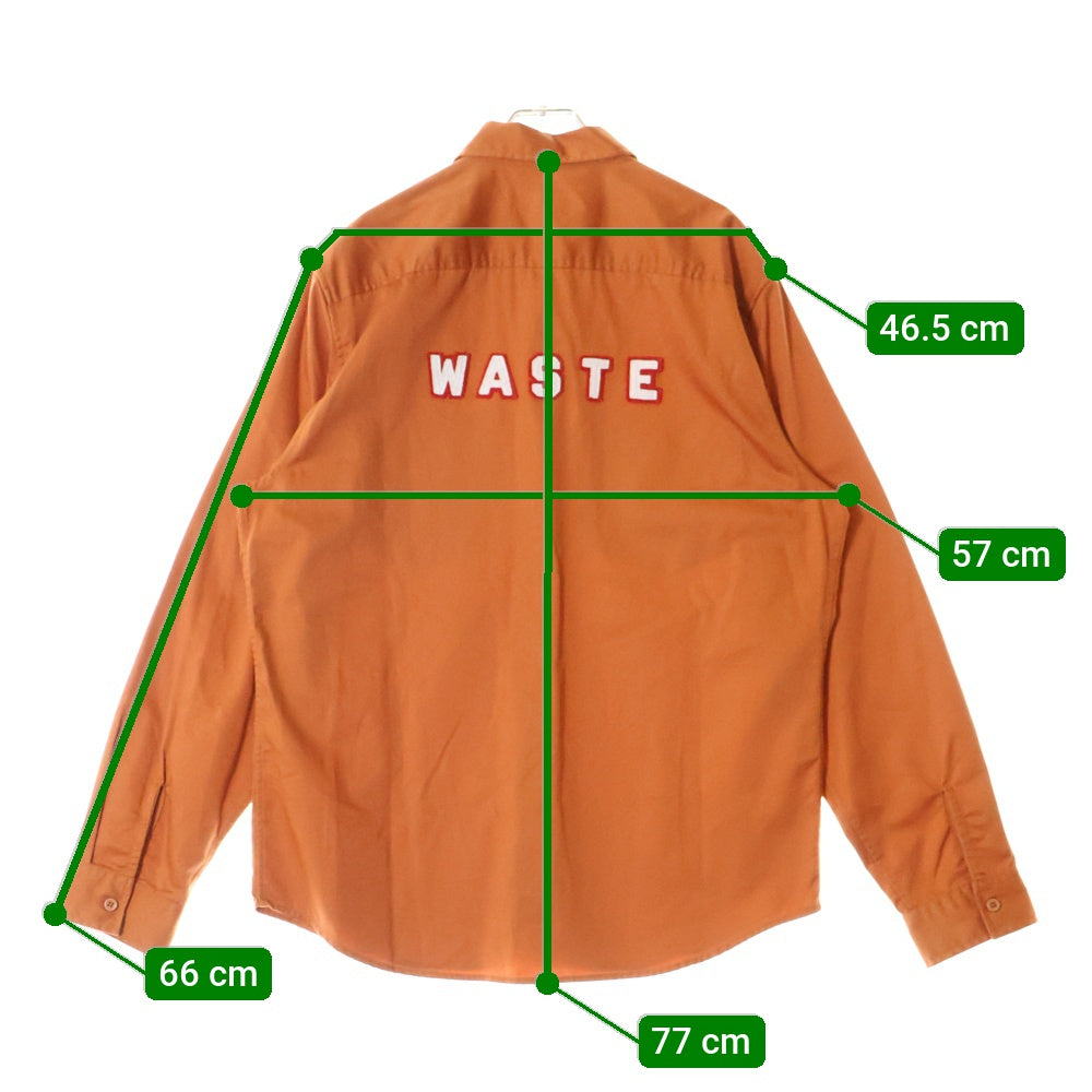 SUPREME(シュプリーム) 17AW Waste Work Shirt バックウェイストワッペン フロントロゴ刺繍 ワークシャツジャケット 長袖シャツ オレンジ