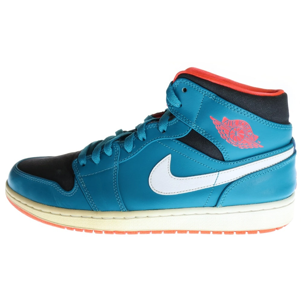 NIKE(ナイキ) 【観賞用 2014年製】 AIR JORDAN 1 MID TROPICAL TEAL エアジョーダン1 トロピカルティール ハイカットスニーカー ブルー US10.5/28.5cm 554724-308