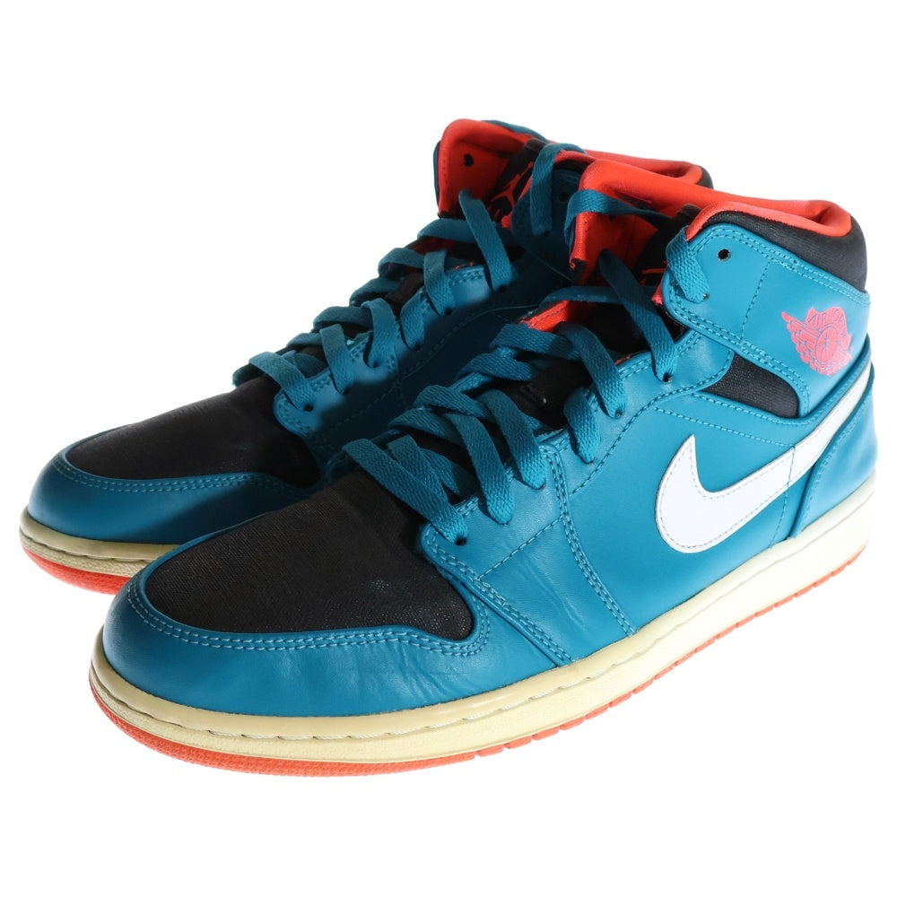 NIKE(ナイキ) 【観賞用 2014年製】 AIR JORDAN 1 MID TROPICAL TEAL エアジョーダン1 トロピカルティール ハイカットスニーカー ブルー US10.5/28.5cm 554724-308