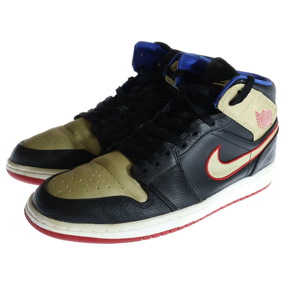 NIKE(ナイキ) 【観賞用 2013年製】 AIR JORDAN 1 MID BLACK GYM RED METALLIC GOLD エアジョーダン1 ジムレッド メタリックゴールド ミッドカットスニーカー US10/28cm