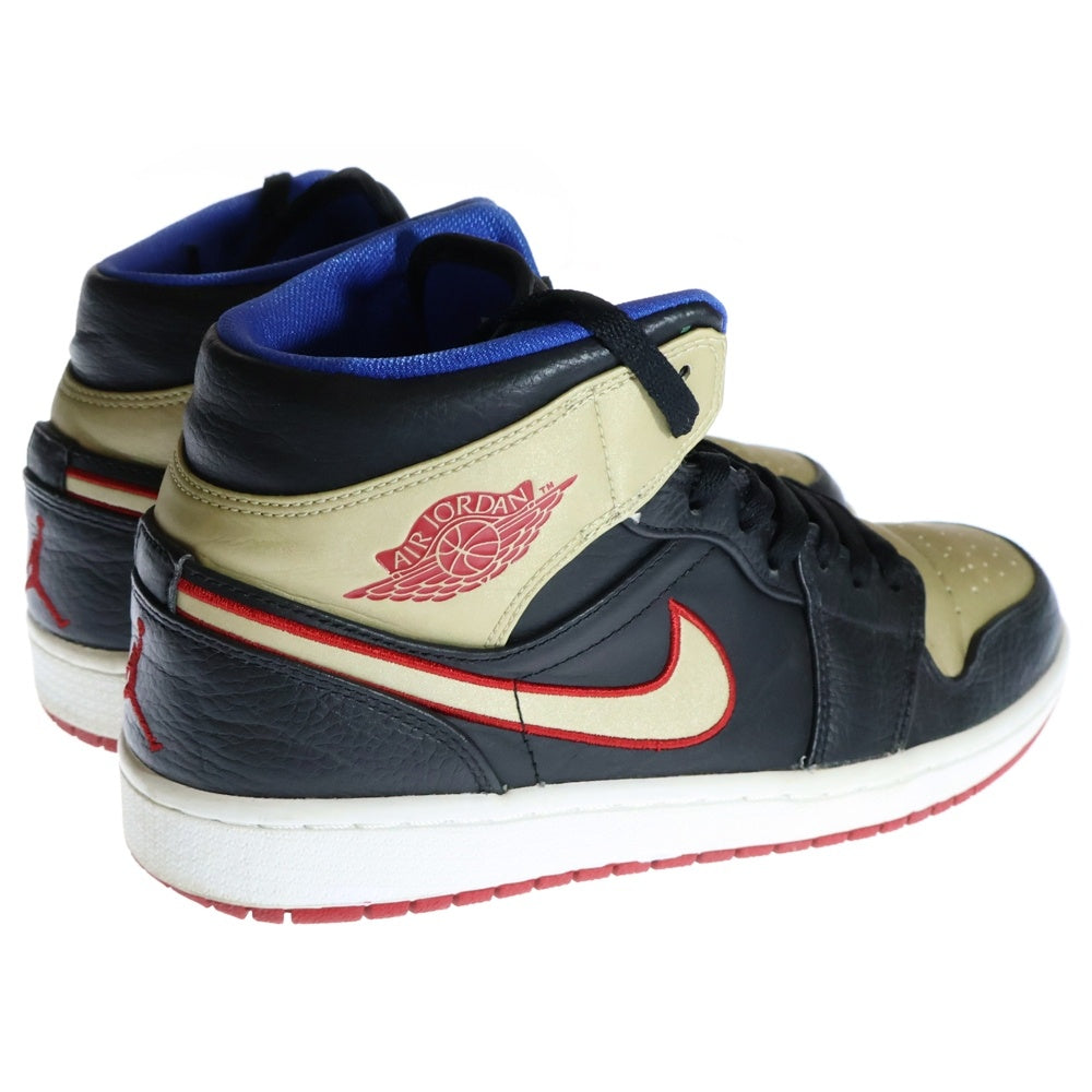 NIKE(ナイキ) 【観賞用 2013年製】 AIR JORDAN 1 MID BLACK GYM RED METALLIC GOLD エアジョーダン1 ジムレッド メタリックゴールド ミッドカットスニーカー US10/28cm