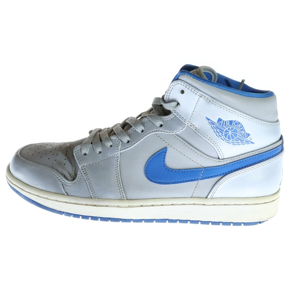 NIKE(ナイキ) 【観賞用 2014年製】 AIR JORDAN1 MID WOLF GREY SPORT BLUE エアジョーダン1 ウルフグレイ スポーツブルー ミッドカットスニーカー US10/28cm 554724-025